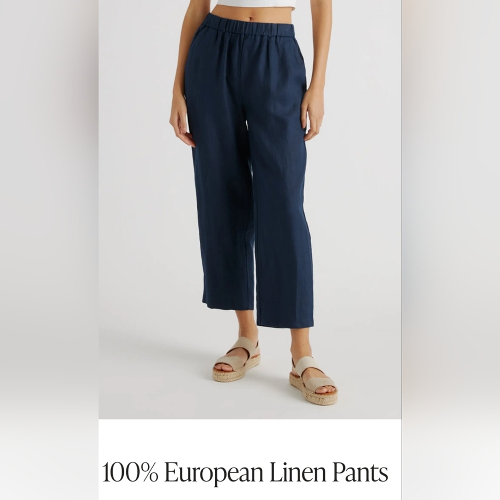 Linen navy blue pants